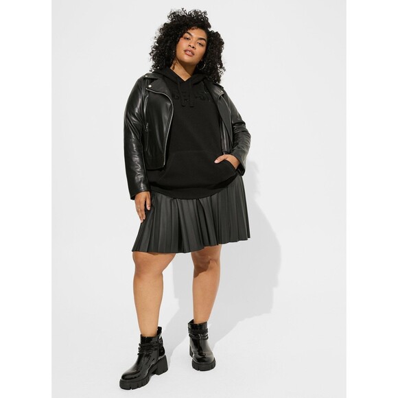 NWT Torrid 0 Deep Black Sequin Nice-Ish Classic Fit Cozy Fleece Pullover Hoodie - Picture 4 of 8